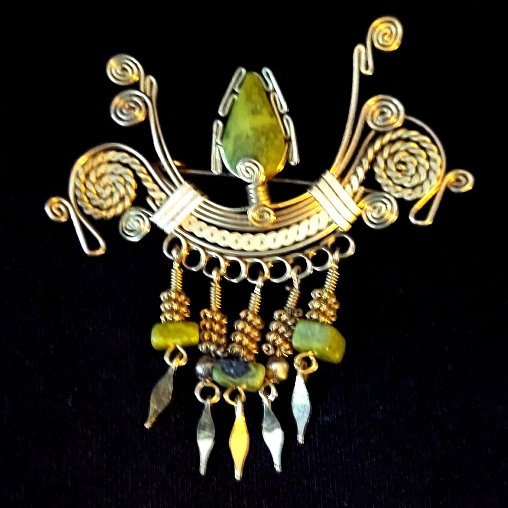 Peruvian Gemstone Brooch